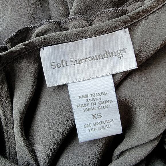 Soft Surroundings V-neck Ruffle Strap Silk Tank - Picture 3 of 3